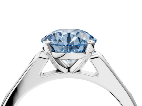 White gold Fancy Blue Round  Cut Channel Set Solitaire Engagement Ring with Four-Prong Setting_224