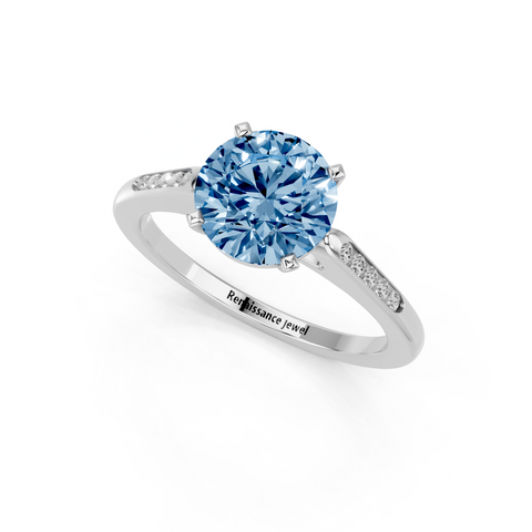 White gold Fancy Blue Round  Cut Channel Set Solitaire Engagement Ring with Four-Prong Setting_77