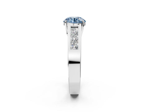 White gold Fancy Blue Round Cut Cut Channel Set Solitaire Ring with Four-Prong Setting_14