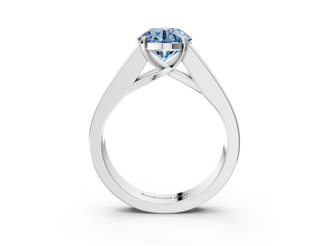 White gold Fancy Blue Round Cut Cut Channel Set Solitaire Ring with Four-Prong Setting_15