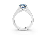 White gold Fancy Blue Round Cut Cut Channel Set Solitaire Ring with Four-Prong Setting_3