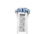 White gold Fancy Blue Round Cut Cut Channel Set Solitaire Ring with Four-Prong Setting_5