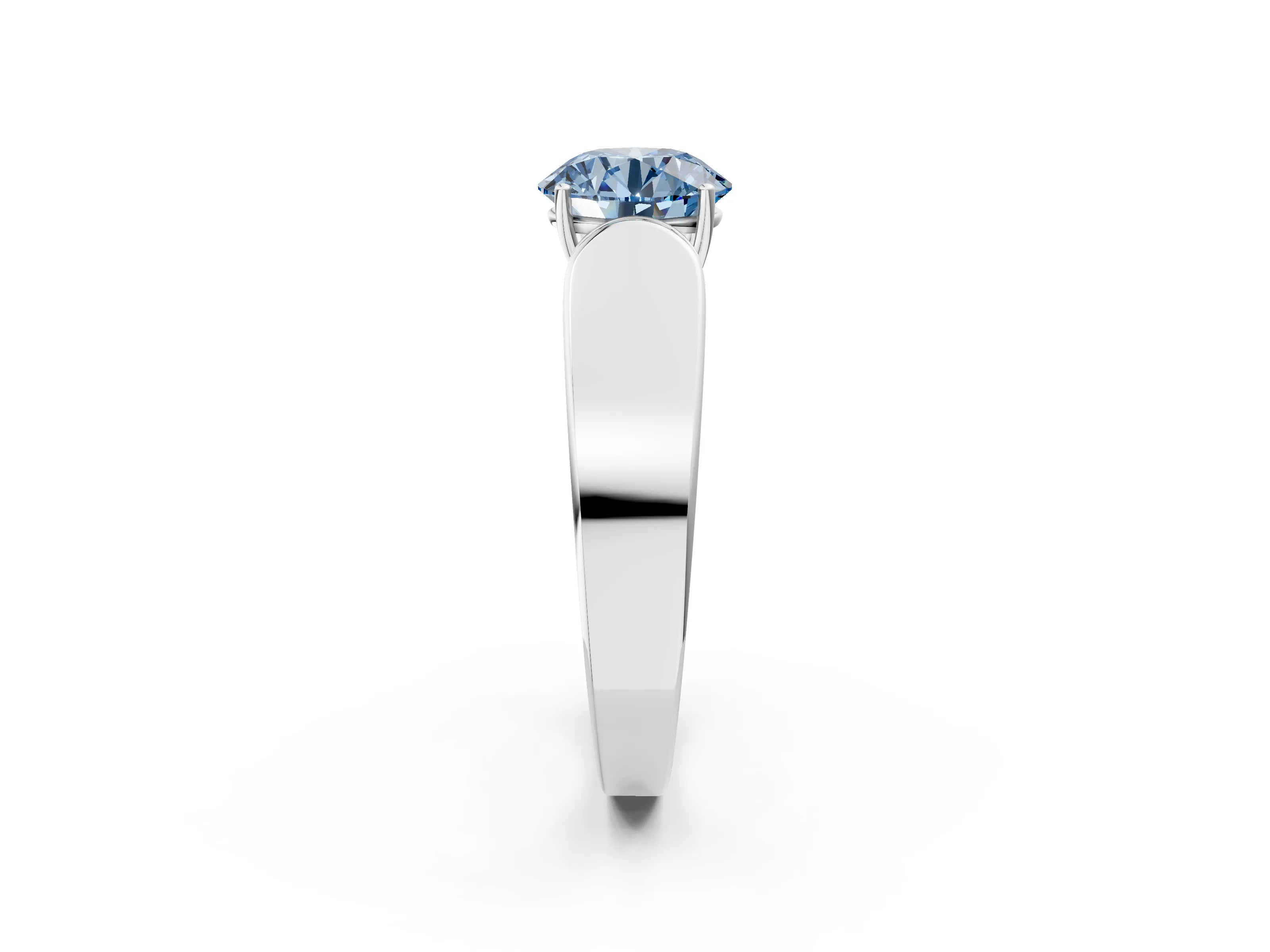 White gold Fancy Blue Round Cut Cut Diamond Channel Set Solitaire Ring with Four-Prong Setting_110