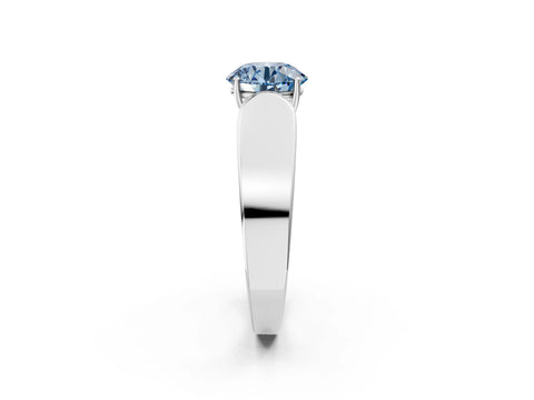 White gold Fancy Blue Round Cut Cut Diamond Channel Set Solitaire Ring with Four-Prong Setting_2