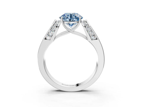 White gold Fancy Blue Round Cut Cut Diamond Channel Set Solitaire Ring with Four-Prong Setting_65