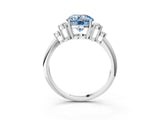 White gold Fancy Blue Round Cut Cut Diamond Cluster Ring with Solitaire Band and Four-Prong Setting_27