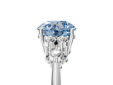 White gold Fancy Blue Round Cut Cut Diamond Cluster Ring with Solitaire Band and Four-Prong Setting_29