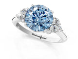 White gold Fancy Blue Round Cut Cut Diamond Cluster Ring with Solitaire Band and Four-Prong Setting_37