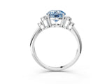 White gold Fancy Blue Round Cut Cut Diamond Cluster Ring with Solitaire Band and Four-Prong Setting_39
