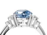 White gold Fancy Blue Round Cut Cut Diamond Cluster Ring with Solitaire Band and Four-Prong Setting_40