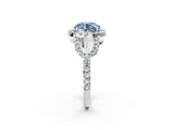 White gold Fancy Blue Round Cut Cut Diamond Halo Engagement Ring with Open Split Pavé Band_2