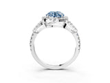 White gold Fancy Blue Round Cut Cut Diamond Halo Engagement Ring with Open Split Pavé Band_3