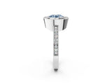 White gold Fancy Blue Round Cut-Cut Diamond Halo Engagement Ring with Pave Band and Prong Setting_2