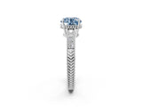 White gold Fancy Blue Round Cut Cut Diamond Milgrain Pave Band Four-Prong Setting Ring_17