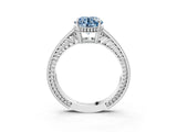 White gold Fancy Blue Round Cut Cut Diamond Milgrain Pave Band Four-Prong Setting Ring_18