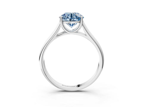 White gold Fancy Blue Round Cut Cut Diamond Solitaire Engagement Ring with Tapered Plain Band and Four-Prong Setting_15