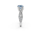White gold Fancy Blue Round Cut Cut Diamond Twisted Band with Milgrain Pave Setting and Four-Prong Setting_14