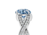 White gold Fancy Blue Round Cut Cut Diamond Twisted Band with Milgrain Pave Setting and Four-Prong Setting_5