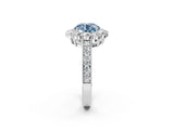 White gold Fancy Blue Round Cut Cut Halo Diamond Pavé Engagement Ring with Milgrain Detailing_50