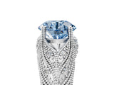 White gold Fancy Blue Round Cut Cut Milgrain Pave Diamond Engagement Ring with Four-Prong Setting_8