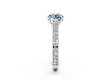 White gold Fancy Blue Round Cut Cut Pave Band Milgrain Solitaire Ring_2