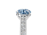 White gold Fancy Blue Round Cut Cut Pave Band Milgrain Solitaire Ring_5