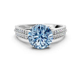 White gold Fancy Blue Round Cut Cut Pave Split Shank Engagement Ring with Four-Prong Setting_12