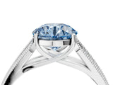 White gold Fancy Blue Round Cut Cut Pave Split Shank Engagement Ring with Four-Prong Setting_16