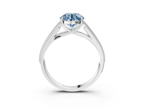 White gold Fancy Blue Round Cut Cut Pave Split Shank Engagement Ring with Four-Prong Setting_3