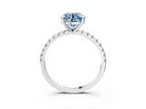 White gold Fancy Blue Round Cut Diamond Brilliant Solitaire Ring with Pavé Band and Four-Prong Setting_15