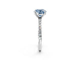 White gold Fancy Blue Round Cut Diamond Brilliant Solitaire Ring with Pavé Band and Four-Prong Setting_15