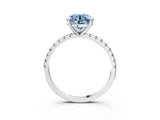 White gold Fancy Blue Round Cut Diamond Brilliant Solitaire Ring with Pavé Band and Four-Prong Setting_39