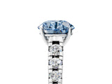 White gold Fancy Blue Round Cut Diamond Cathedral Solitaire Ring with Round  Pavé Band_200