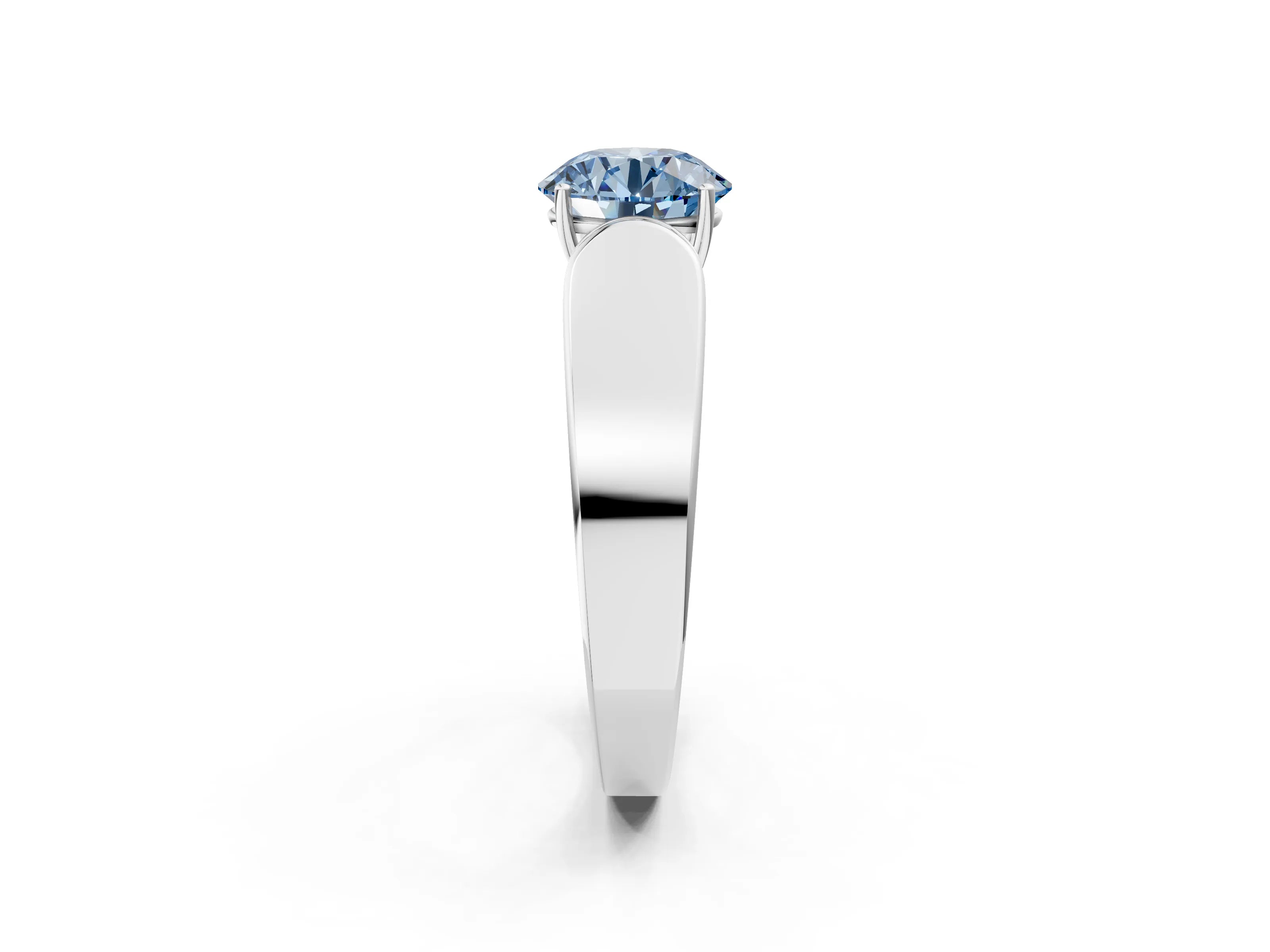 White gold Fancy Blue Round Cut Diamond Channel Set Solitaire Ring with Four-Prong Setting_26