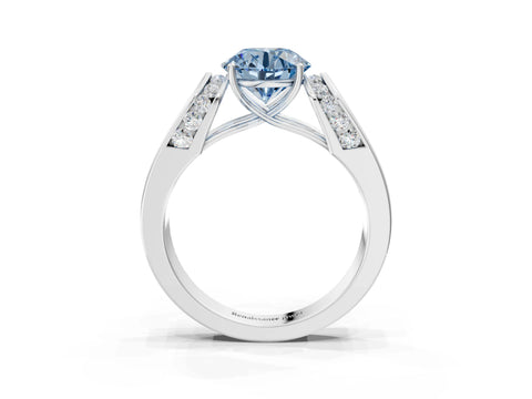 White gold Fancy Blue Round Cut Diamond Channel Set Solitaire Ring with Four-Prong Setting_27
