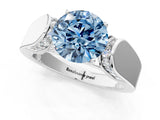 White gold Fancy Blue Round Cut Diamond Channel Set Solitaire Ring with Four-Prong Setting_45