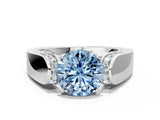 White gold Fancy Blue Round Cut Diamond Channel Set Solitaire Ring with Four-Prong Setting_68