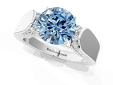 White gold Fancy Blue Round Cut Diamond Channel Set Solitaire Ring with Four-Prong Setting_69