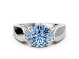 White gold Fancy Blue Round Cut Diamond Channel Set Solitaire Ring with Four-Prong Setting_74