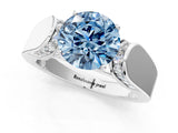 White gold Fancy Blue Round Cut Diamond Channel Set Solitaire Ring with Four-Prong Setting_75