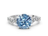 White gold Fancy Blue Round Cut Diamond Cluster Pavé Band with Four-Prong Setting_12