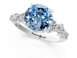 White gold Fancy Blue Round Cut Diamond Cluster Pavé Band with Four-Prong Setting_13