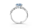 White gold Fancy Blue Round Cut Diamond Cluster Pavé Band with Four-Prong Setting_15