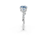 White gold Fancy Blue Round Cut Diamond Cluster Pavé Band with Four-Prong Setting_5