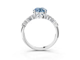 White gold Fancy Blue Round Cut Diamond Cluster Pavé Band with Four-Prong Setting_6