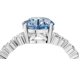 White gold Fancy Blue Round Cut Diamond Cluster Pavé Band with Four-Prong Setting_7