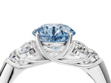 White gold Fancy Blue Round  Cut Diamond Cluster Ring with Round Accent Stones and Prong Setting on a Classic Band_35