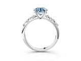 White gold Fancy Blue Round Cut Diamond Cluster Side Stone Solitaire Ring with Prong Setting_97