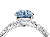 White gold Fancy Blue Round Cut Diamond Cluster Side Stone Solitaire Ring with Prong Setting_98