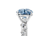 White gold Fancy Blue Round Cut Diamond Cluster Side Stone Solitaire Ring with Prong Setting_99